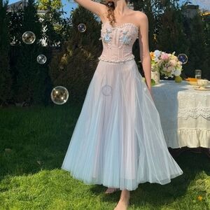 Stunning Blue Lily Lacemade Corset And Maxi Skirt